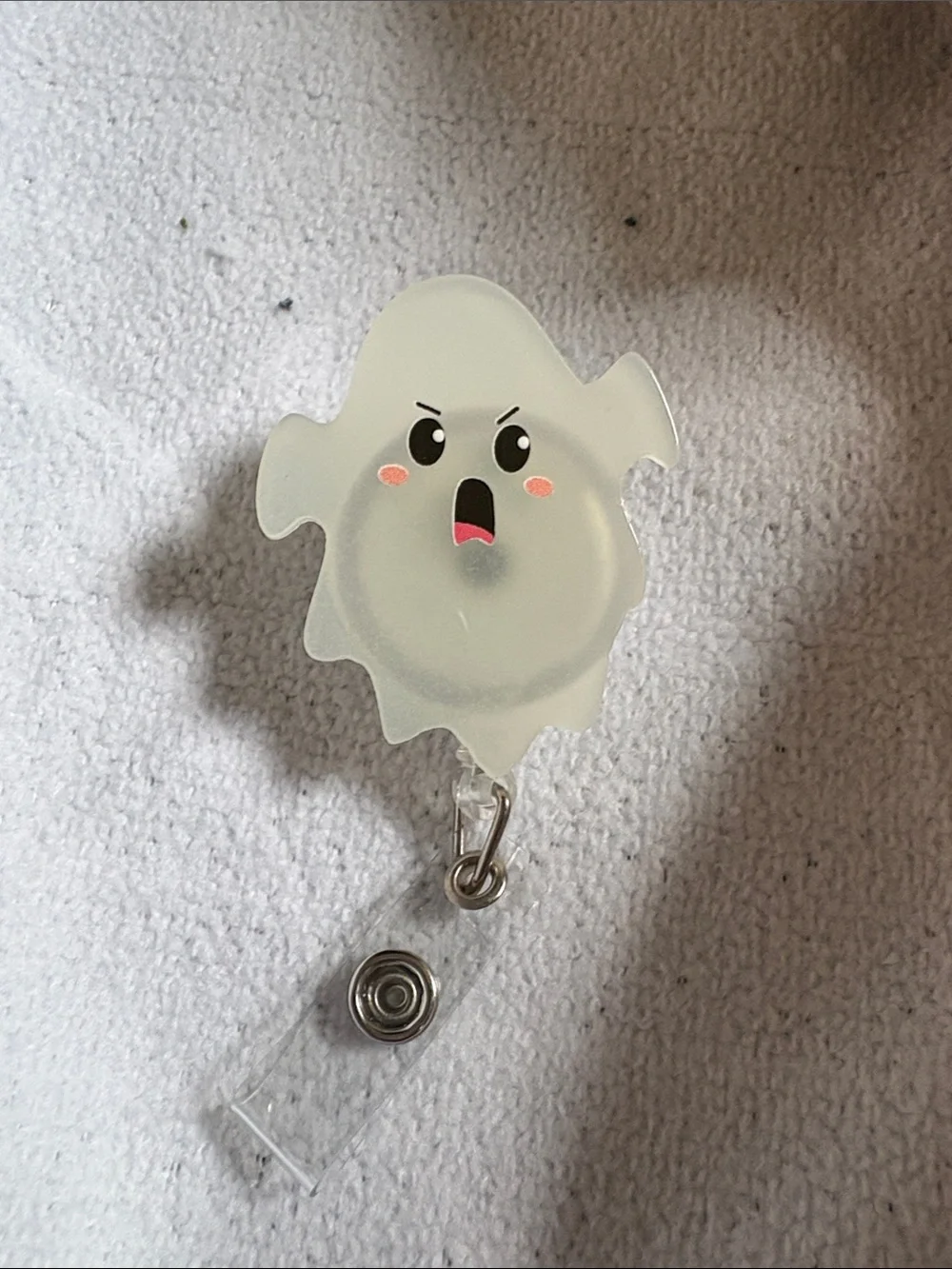 Cute Ghost Badge Reel – White Ghost Design